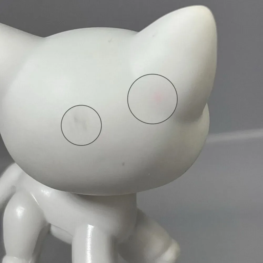 Littlest Pet Shop Authentic LPS #64 White Shorthair Cat Blue Dot Eyes Pink Ears